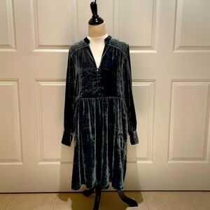 Anthropologie Holding Horses Crushed Velvet Shirt Dress
